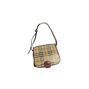 Burberry Nova Check Crossbody Shoulder Bag Beige Brown Leather